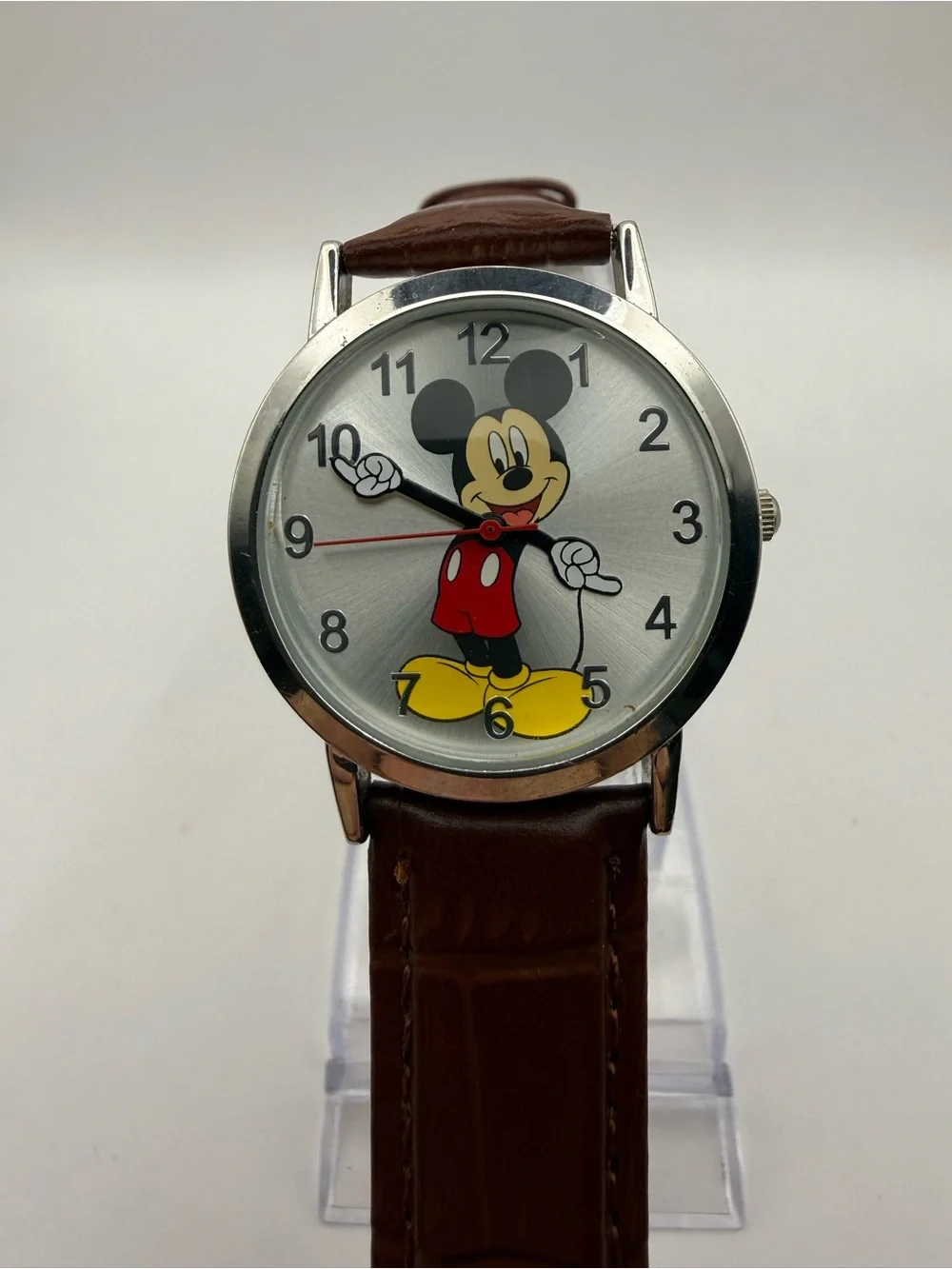 Disney Accutime Unisex Classic Mickey Mouse Watch Brown Band (New Battery)